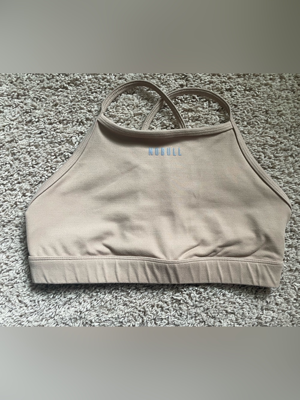 NOBULL Women's High-Neck Sports Bra in Tan
